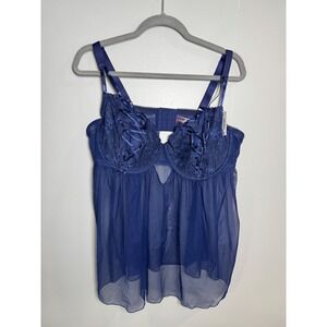 Adore Me Blue Lace Babydoll Lingerie LI-12821-BBD Underwire 40DDD NWT